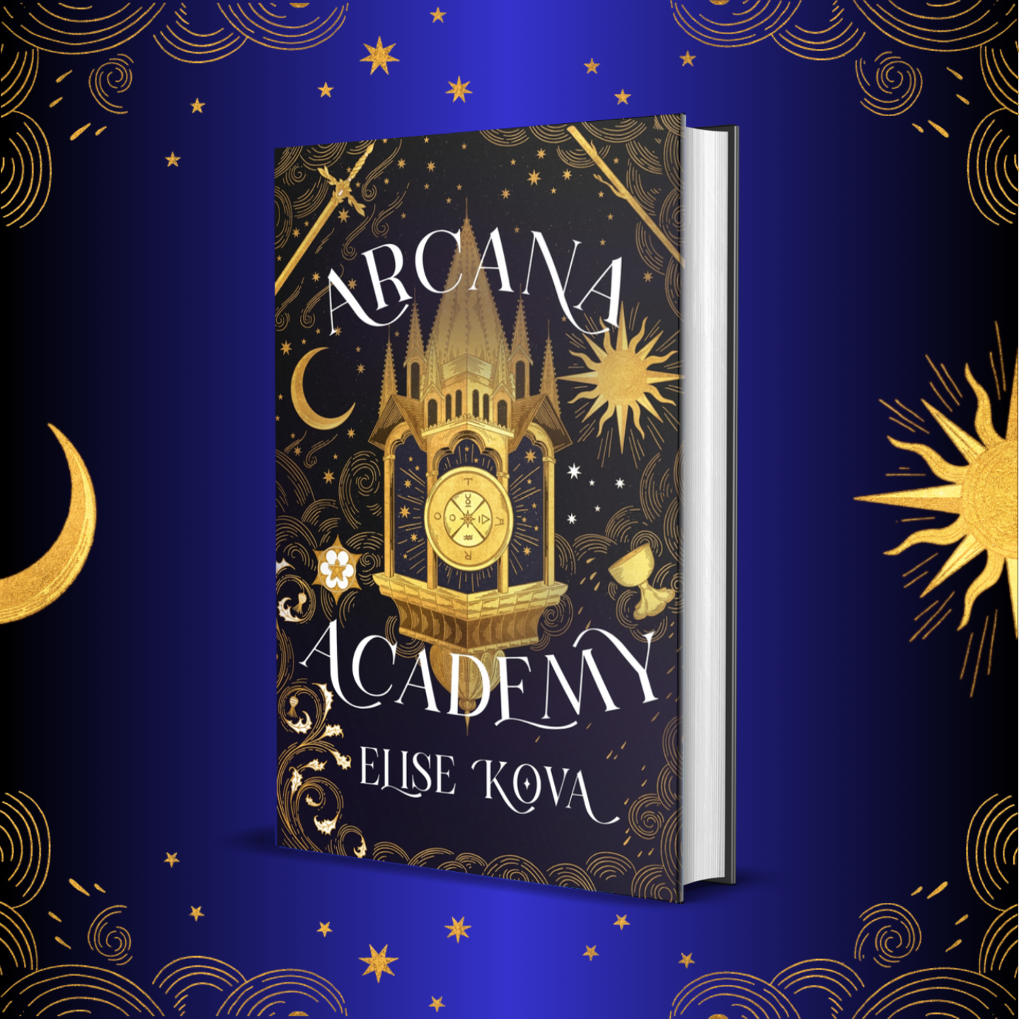 Arcana Academy Pack shot, dark navy jacket with gold foiling.